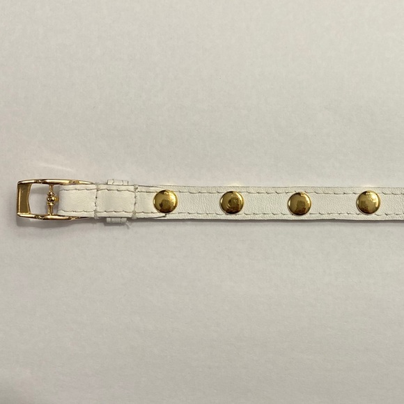 CC Skye White Leather + Gold Studs Bracelet - Picture 9 of 9